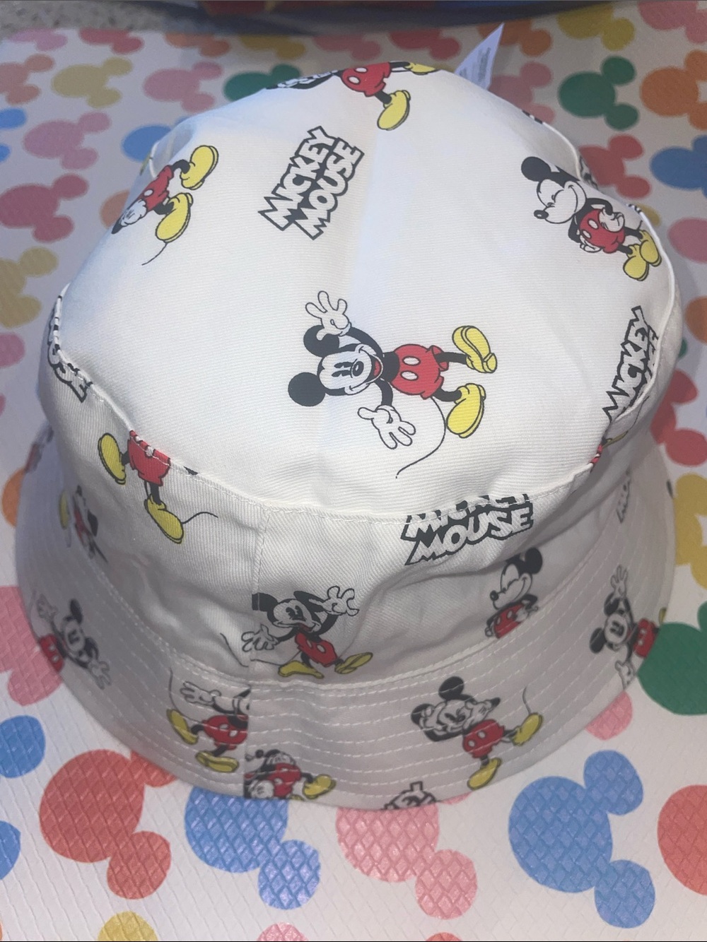 Disney Aldi reversible White Bucket Hat with Classic Mickey Print*